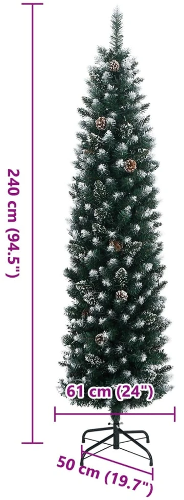 Dirbtinė siaura Kalėdų eglutė, 300 LED, 240cm