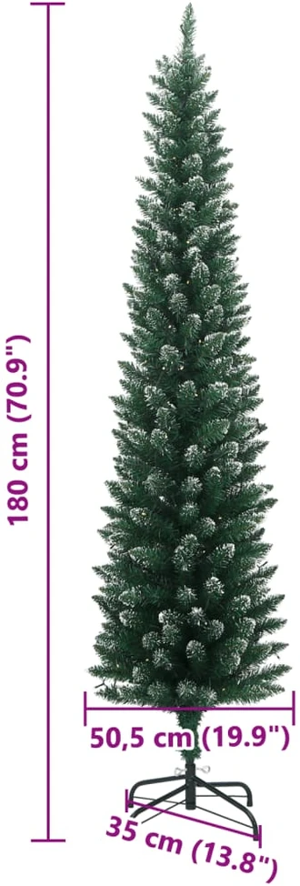 Dirbtinė siaura Kalėdų eglutė, 300 LED, 180cm