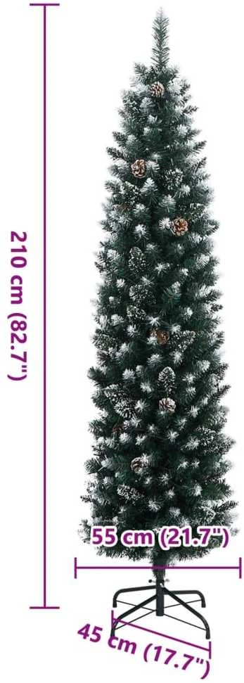Dirbtinė siaura Kalėdų eglutė, 300 LED, 210cm