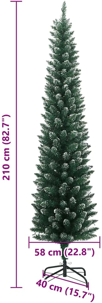 Dirbtinė siaura Kalėdų eglutė, 300 LED, 210cm