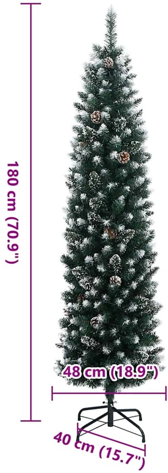 Dirbtinė siaura Kalėdų eglutė, 300 LED, 180cm