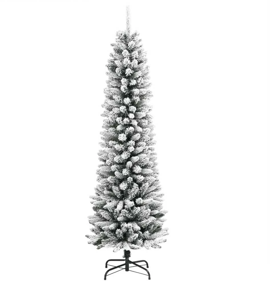 Dirbtinė siaura Kalėdų eglutė su sniegu, 240cm, PVC ir PE