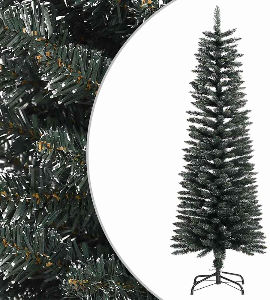 Dirbtinė siaura Kalėdų eglutė su stovu, žalia, 120cm, PVC