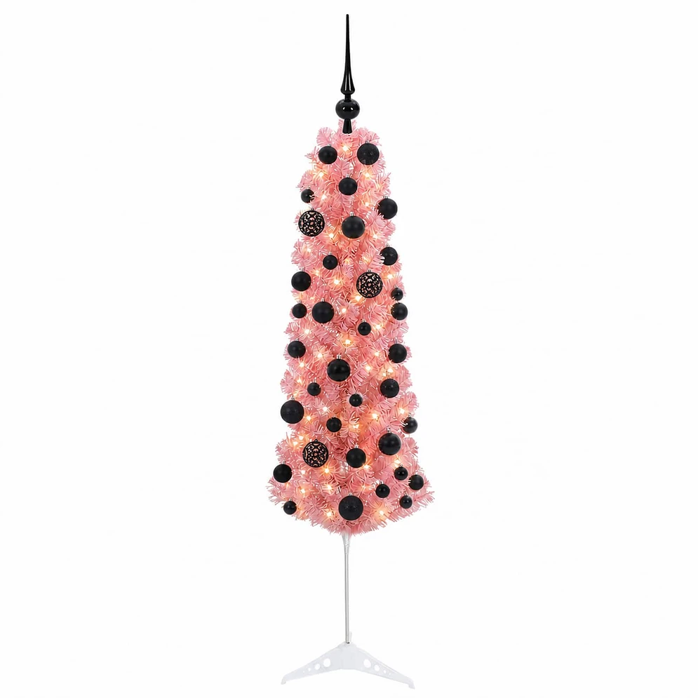 Dirbtinė siaura Kalėdų eglutė su žaisliuku 150 cm 150 LED
