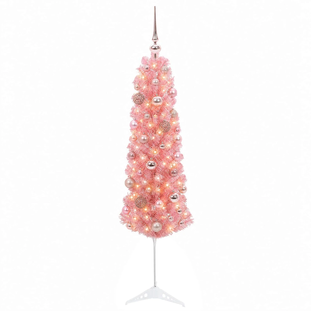 Dirbtinė siaura Kalėdų eglutė su žaisliuku 150 cm 150 LED
