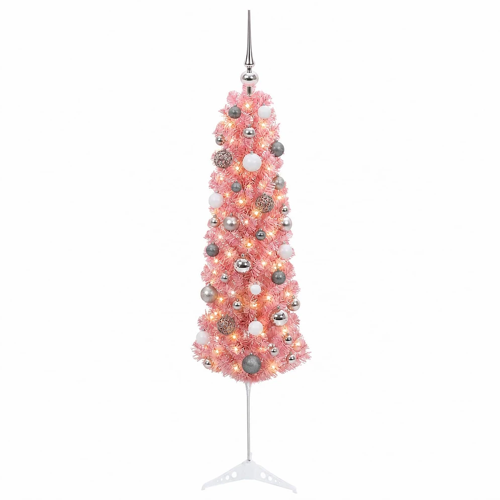 Dirbtinė siaura kalėdinė eglutė su žaisliuku 150 cm 150 LED