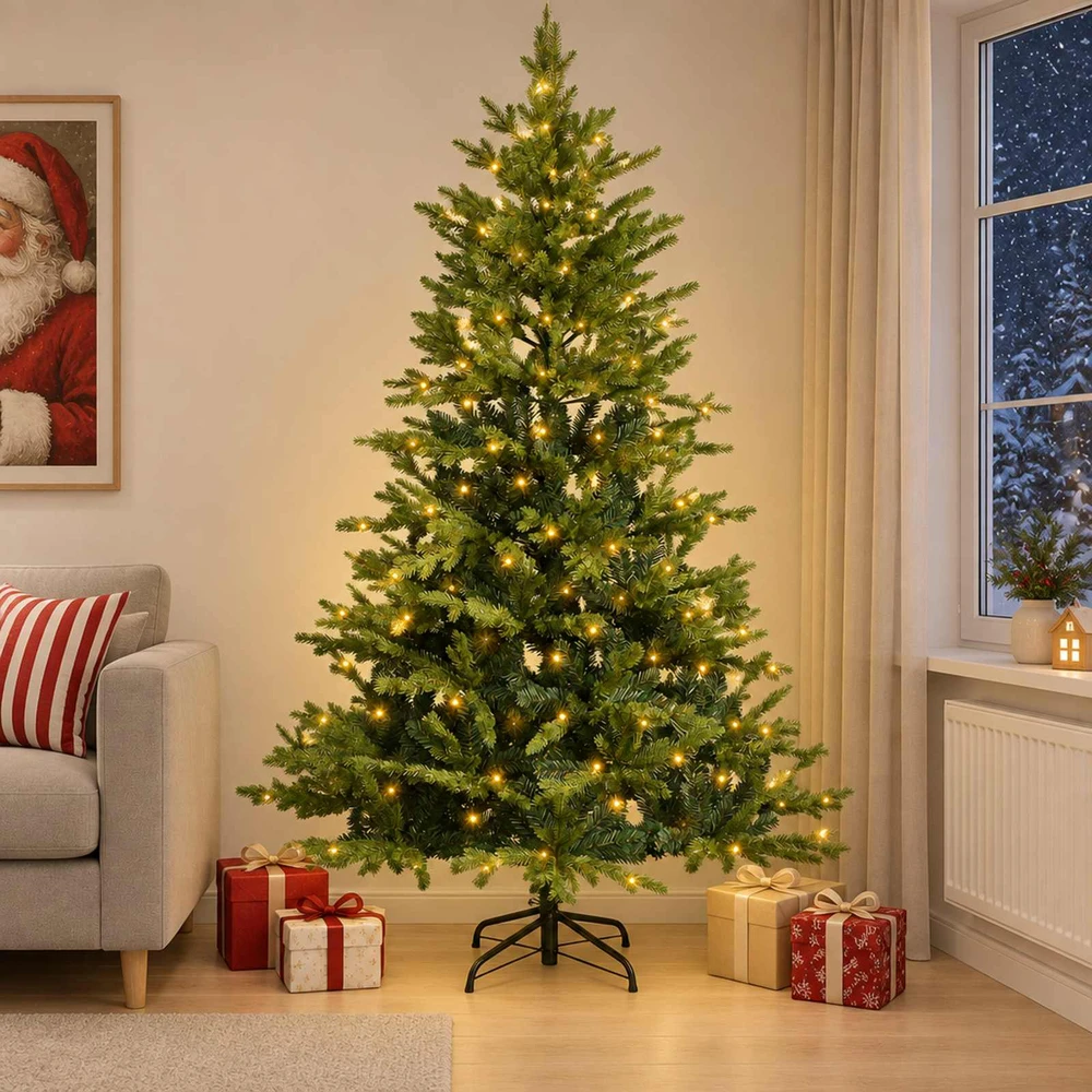 Dirbtinė Sulankstoma Kalėdų Eglutė 120 cm 150 LED Šilta balta