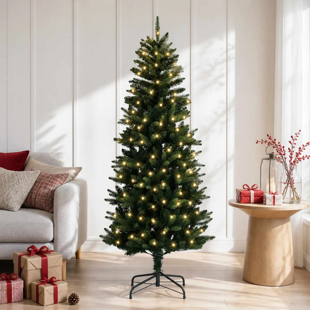 Dirbtinė Sulankstoma Kalėdų Eglutė 120 cm 150 LED Šilta balta