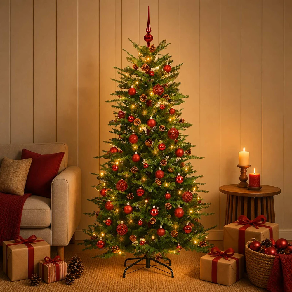 Dirbtinė Sulankstoma Kalėdų Eglutė 120 cm 150 LED Šilta balta