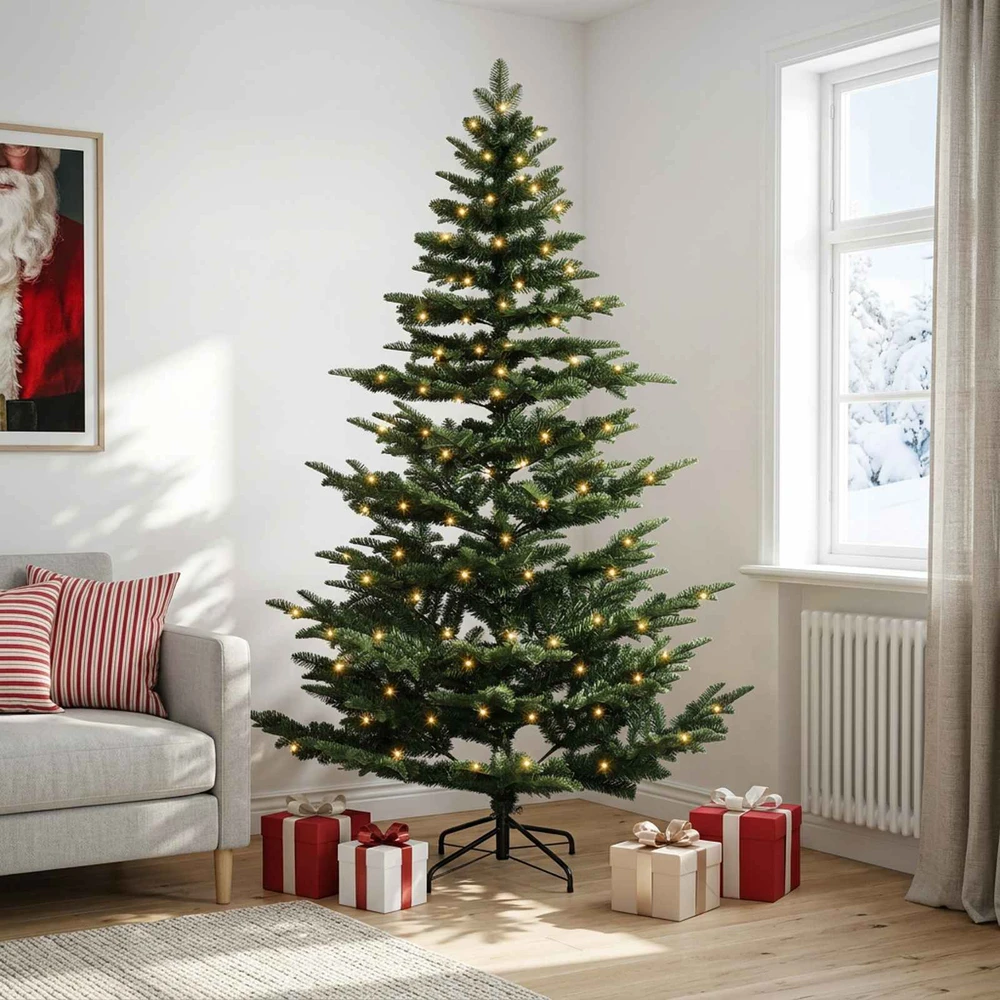 Dirbtinė Sulankstoma Kalėdų Eglutė 120 cm 150 LED Šilta balta