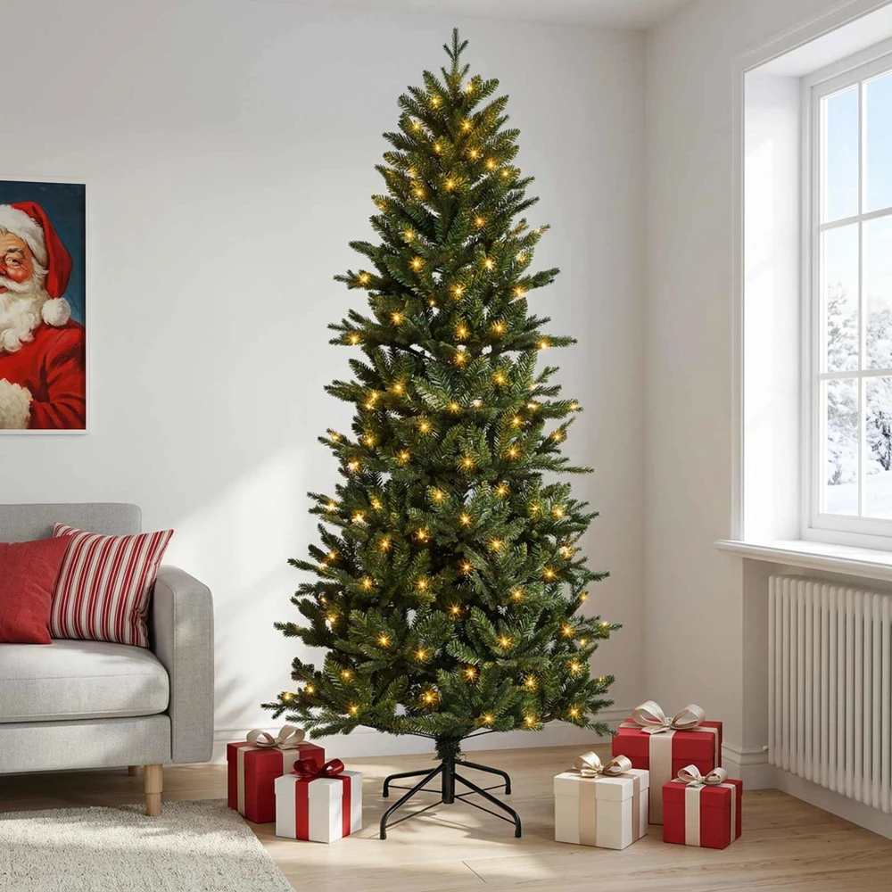 Dirbtinė Sulankstoma Kalėdų Eglutė 120 cm 150 LED Šilta balta
