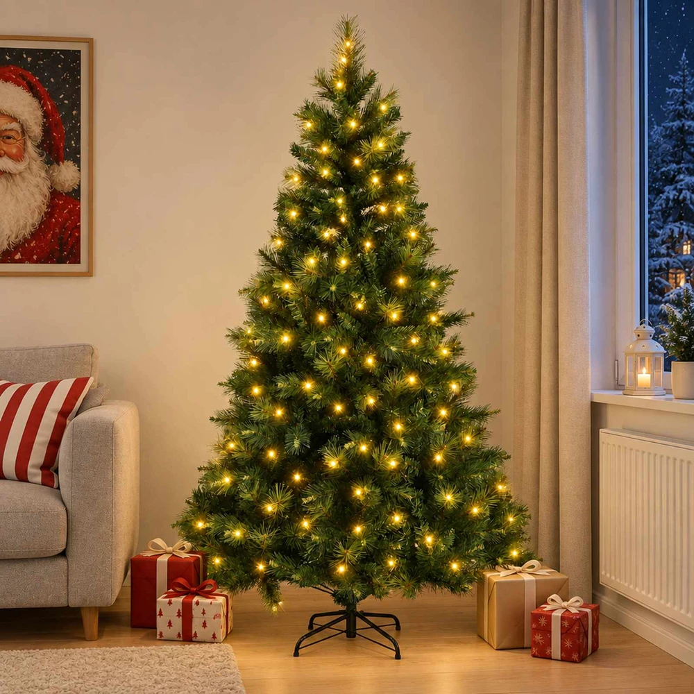Dirbtinė Sulankstoma Kalėdų Eglutė 120 cm 150 LED Šilta balta
