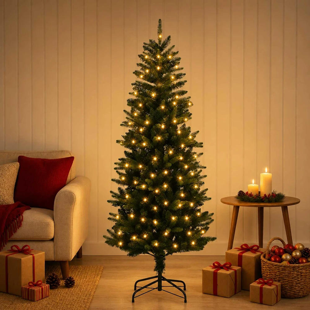 Dirbtinė Sulankstoma Kalėdų Eglutė 120 cm 150 LED Šilta balta