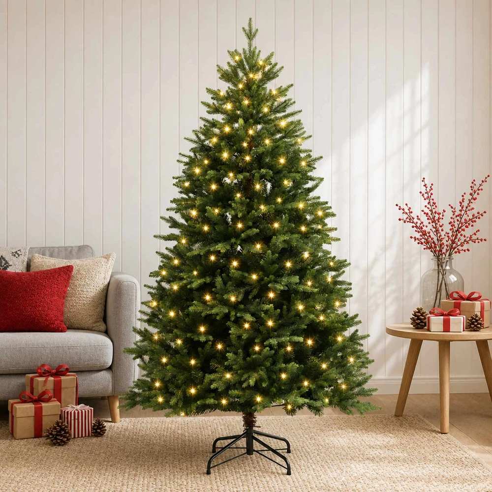 Dirbtinė Sulankstoma Kalėdų Eglutė 120 cm 150 LED Šilta balta