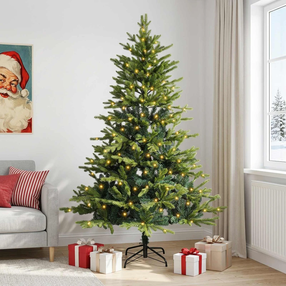 Dirbtinė Sulankstoma Kalėdų Eglutė 120 cm 150 LED Šilta balta