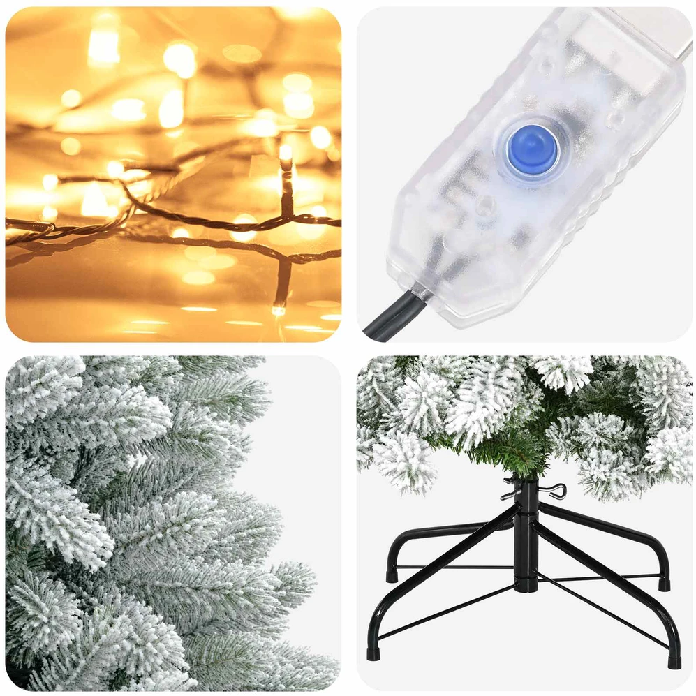 Dirbtinė Sulankstoma Kalėdų Eglutė 120 cm 150 LED Šilta balta