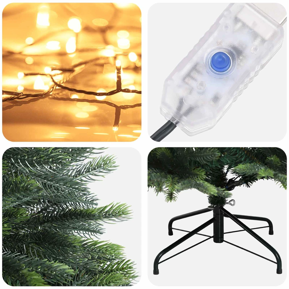 Dirbtinė Sulankstoma Kalėdų Eglutė 120 cm 150 LED Šilta balta
