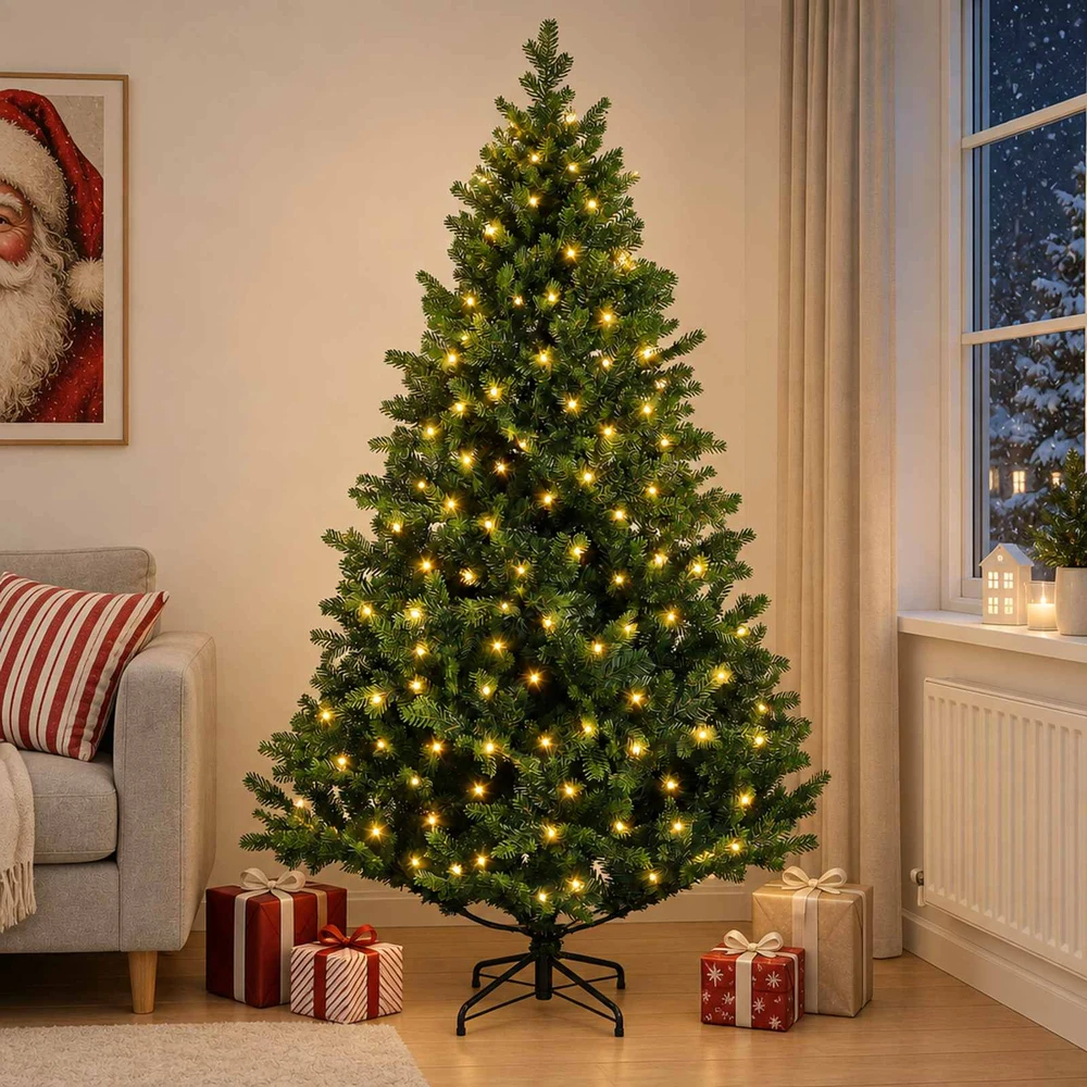 Dirbtinė Sulankstoma Kalėdų Eglutė 120 cm 150 LED Šilta balta