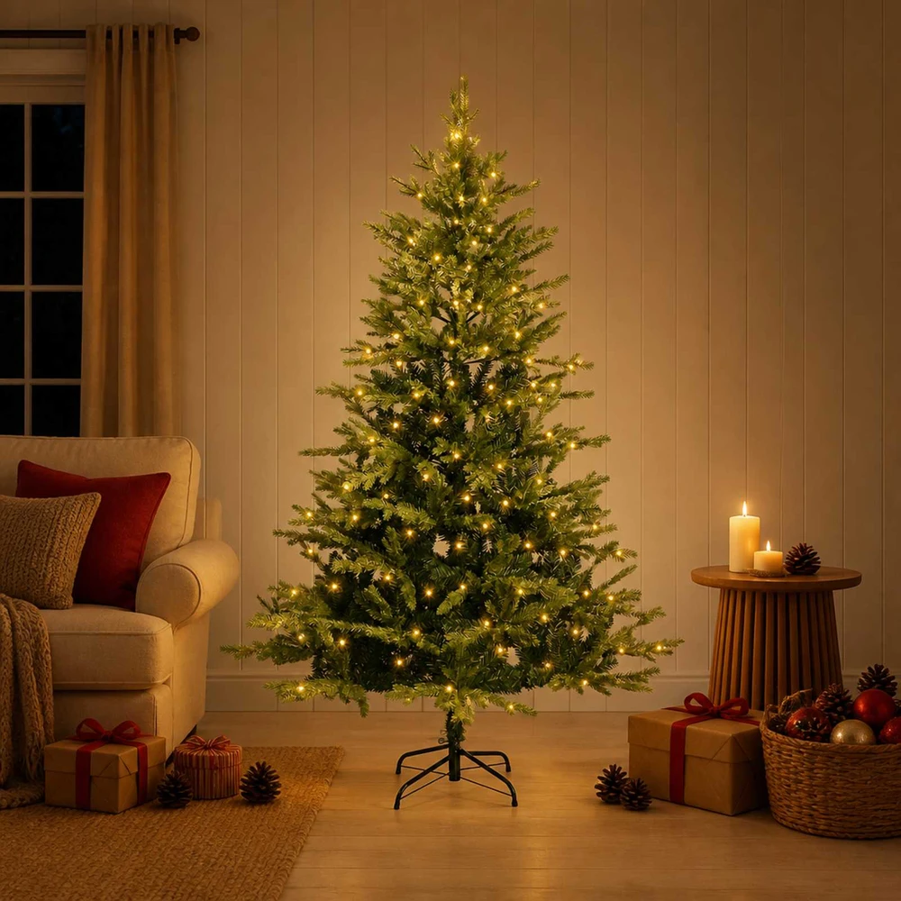 Dirbtinė Sulankstoma Kalėdų Eglutė 150 cm 150 LED Šilta balta