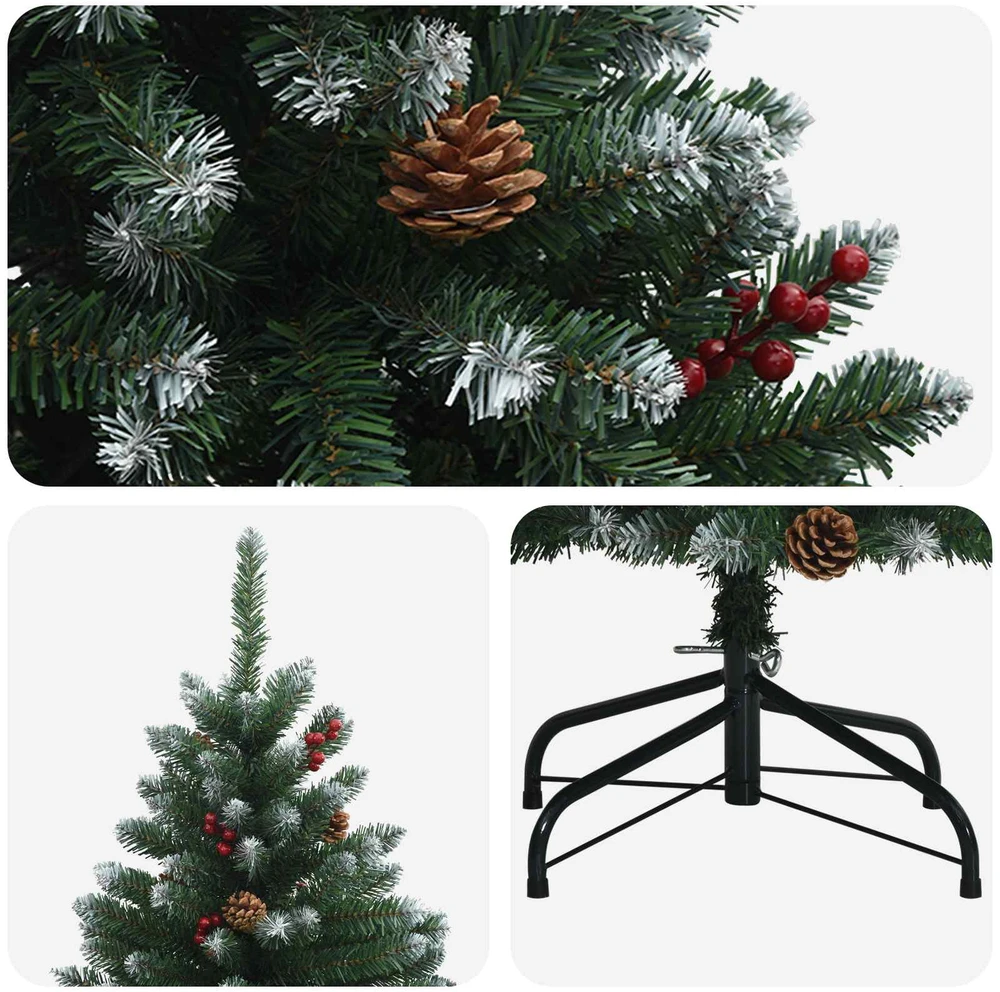 Dirbtinė Sulankstoma Kalėdų Eglutė 150 cm PVC Žalia ir balta