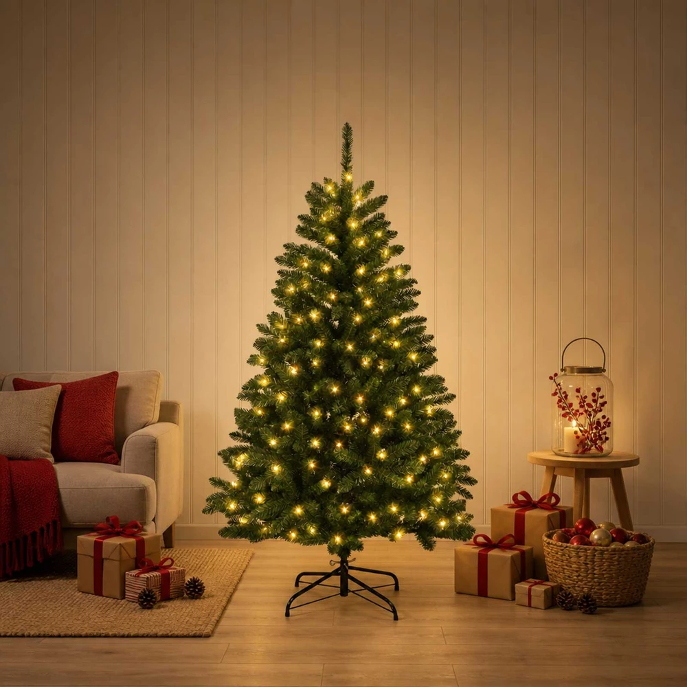 Dirbtinė Sulankstoma Kalėdų Eglutė 150 cm 150 LED Šilta balta