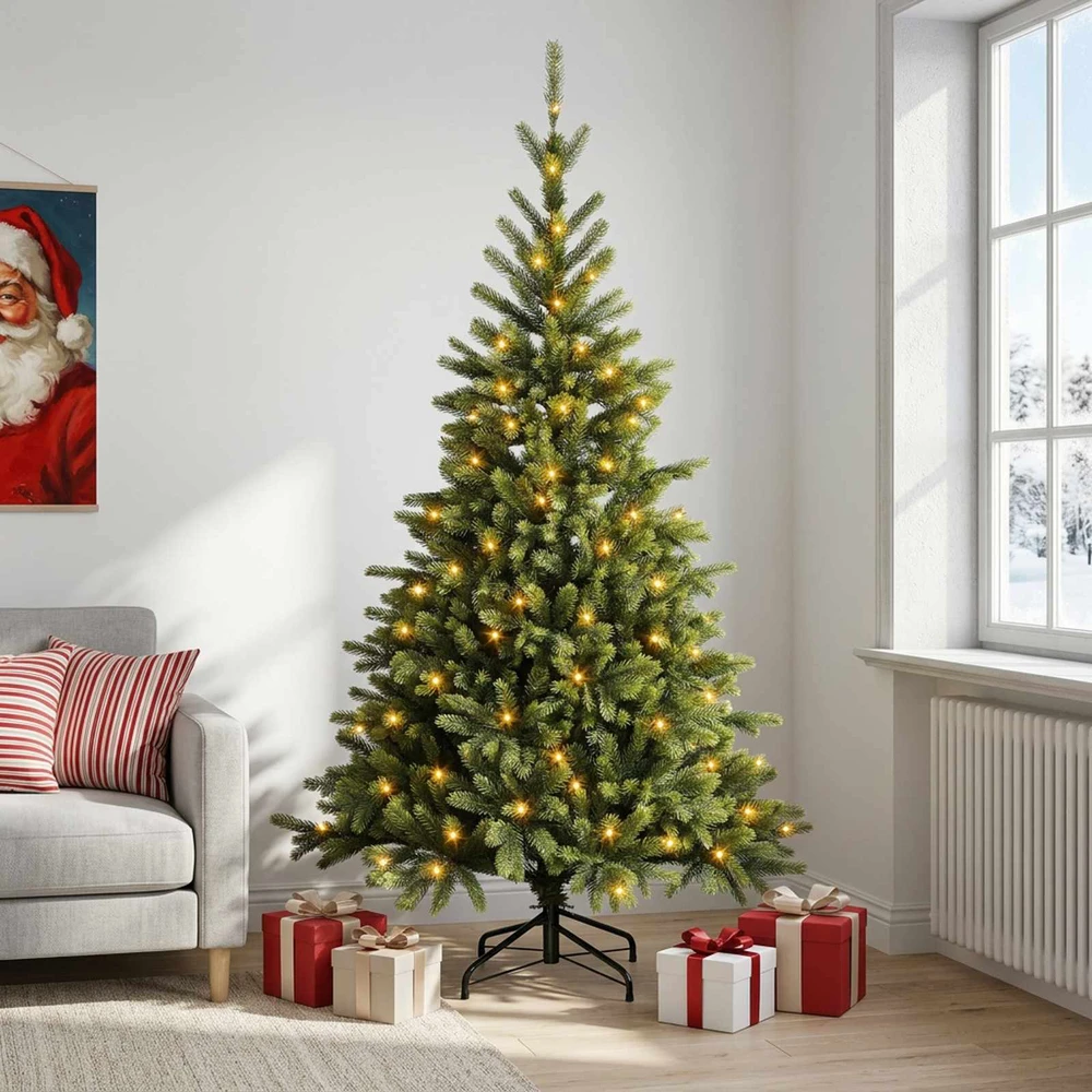Dirbtinė Sulankstoma Kalėdų Eglutė 150 cm 150 LED Šilta balta