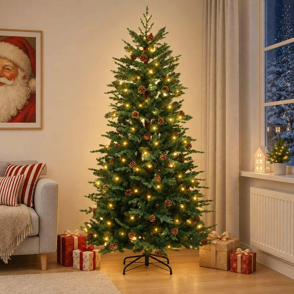 Dirbtinė Sulankstoma Kalėdų Eglutė 150 cm 150 LED Šilta balta
