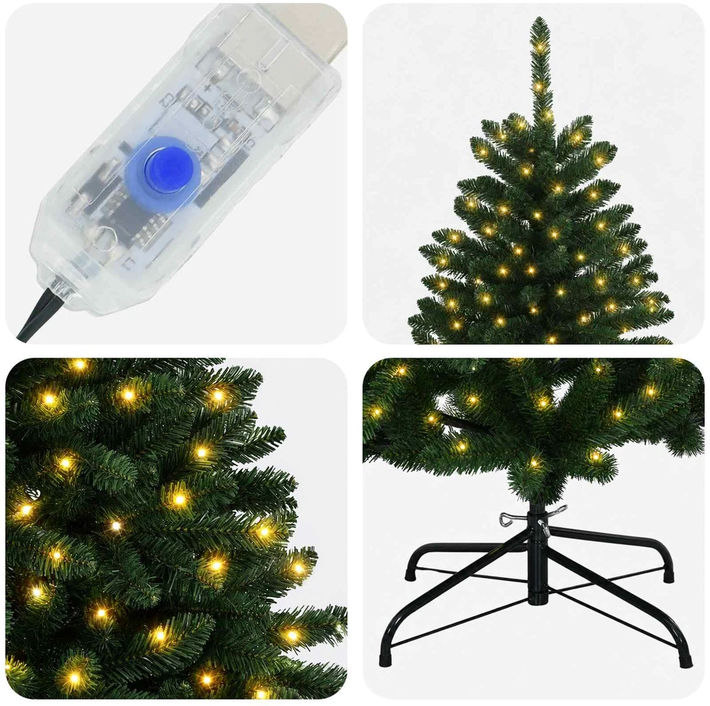 Dirbtinė Sulankstoma Kalėdų Eglutė 150 cm 150 LED Šilta balta