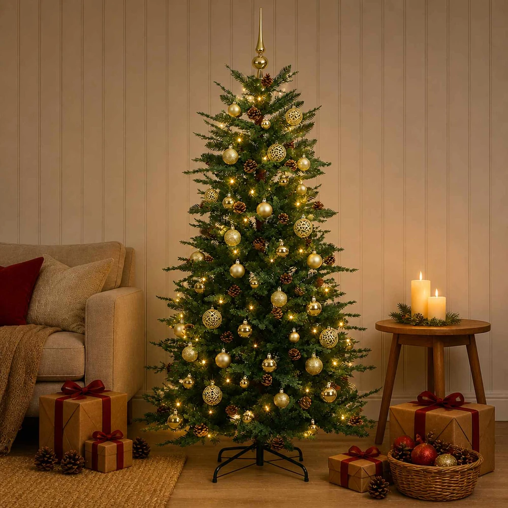 Dirbtinė Sulankstoma Kalėdų Eglutė 150 cm 150 LED Šilta balta