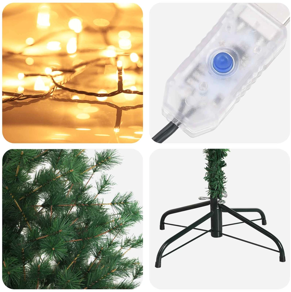 Dirbtinė Sulankstoma Kalėdų Eglutė 150 cm 150 LED Šilta balta
