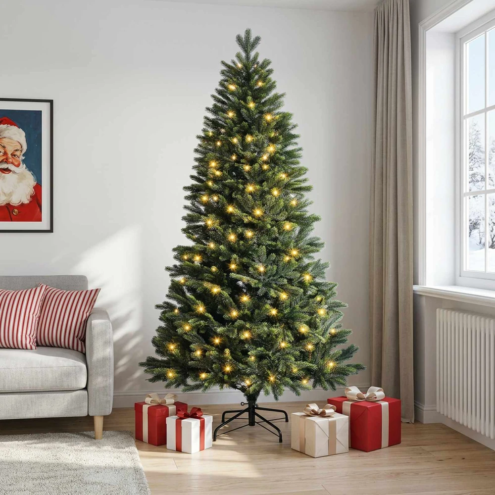 Dirbtinė Sulankstoma Kalėdų Eglutė 150 cm 150 LED Šilta balta