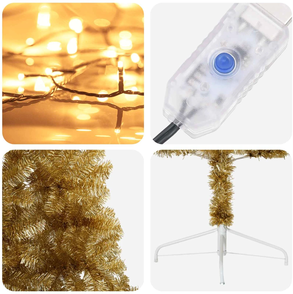 Dirbtinė Sulankstoma Kalėdų Eglutė 150 cm 150 LED Šilta balta