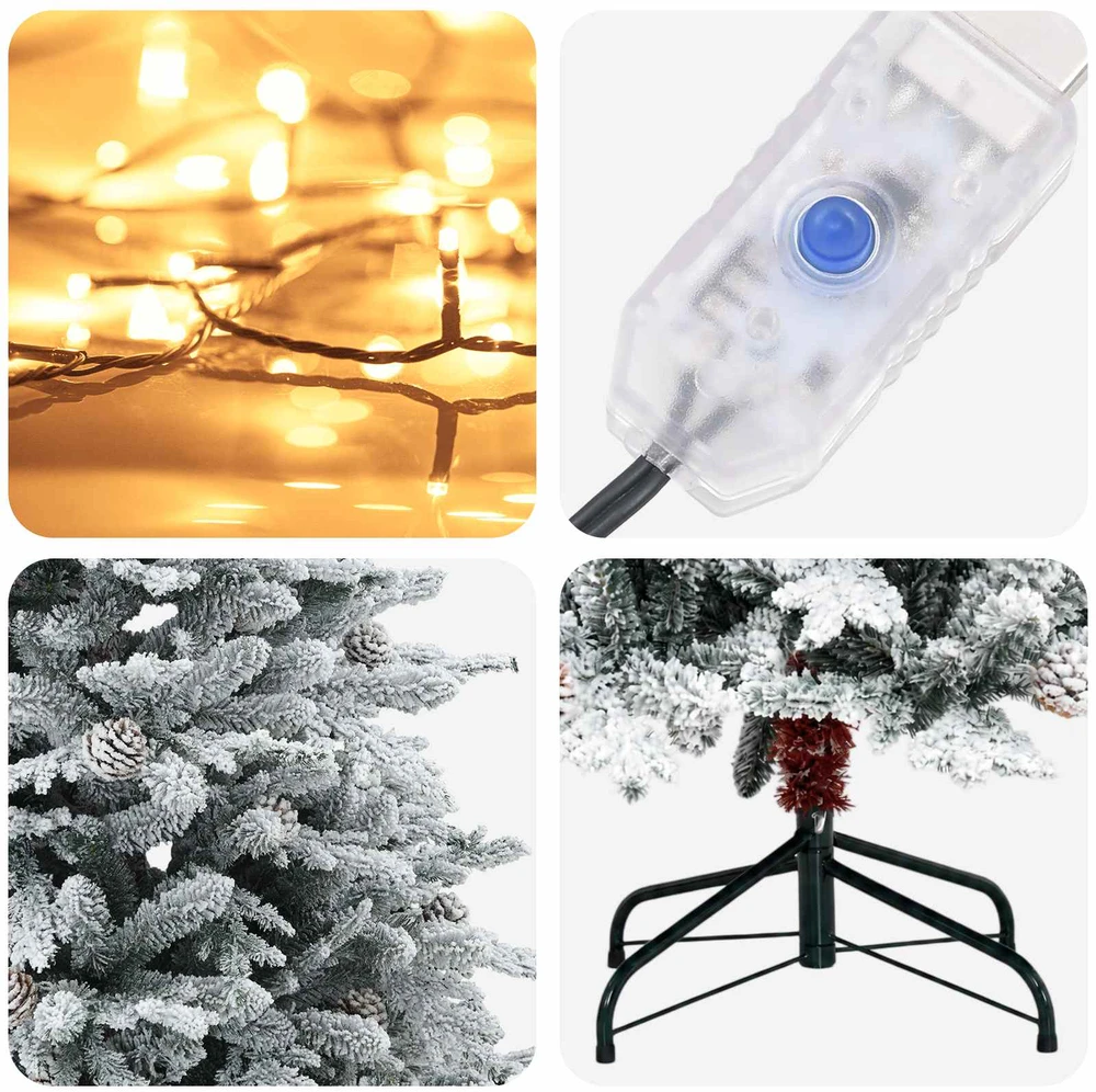 Dirbtinė Sulankstoma Kalėdų Eglutė 150 cm 150 LED Šilta balta