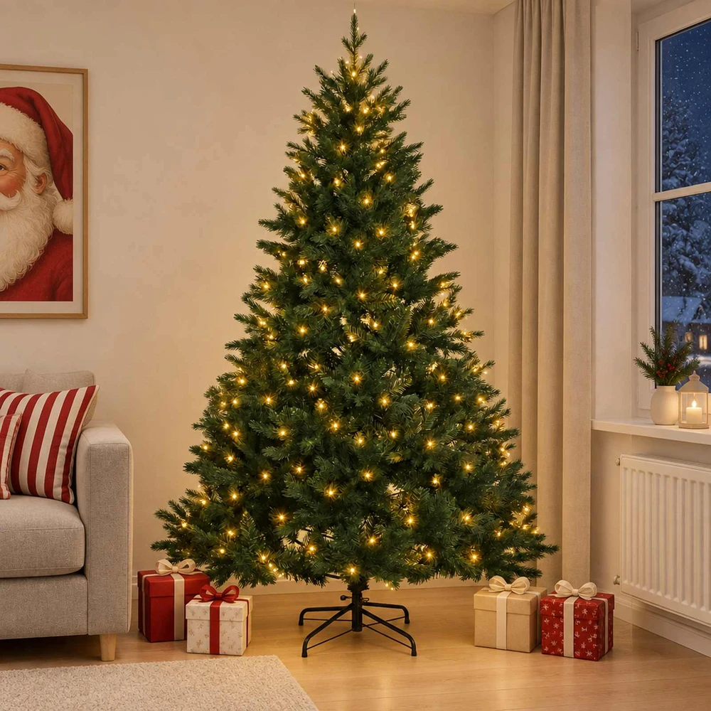 Dirbtinė Sulankstoma Kalėdų Eglutė 150 cm 150 LED Šilta balta