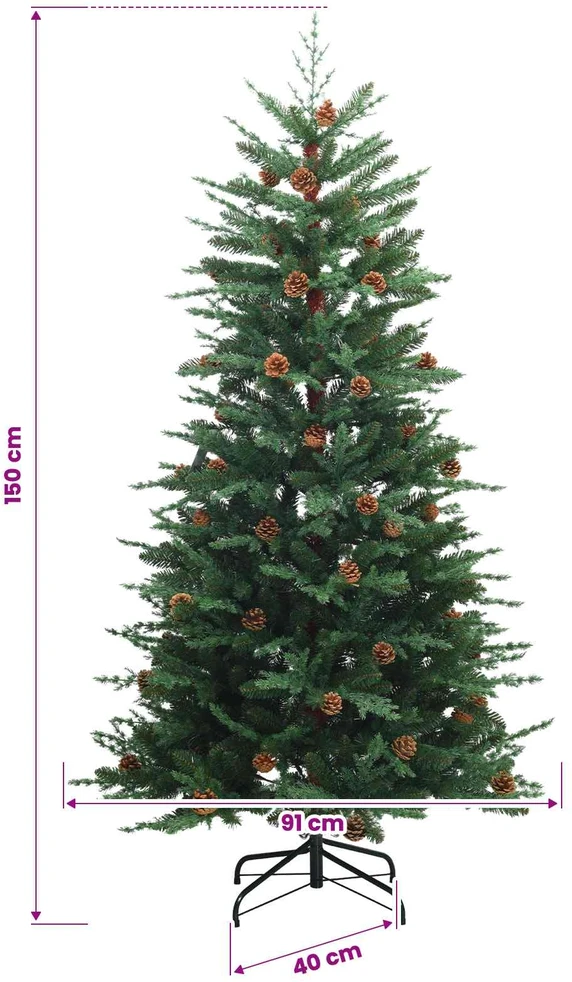 Dirbtinė Sulankstoma Kalėdų Eglutė 150 cm 150 LED Šilta balta