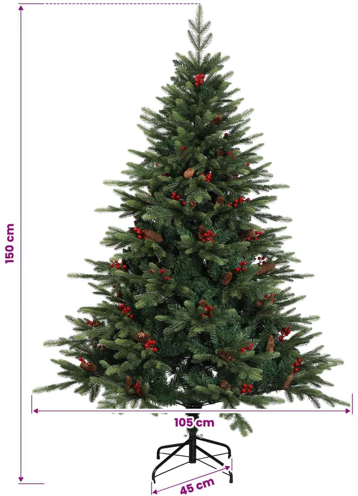 Dirbtinė Sulankstoma Kalėdų Eglutė 150 cm 150 LED Šilta balta