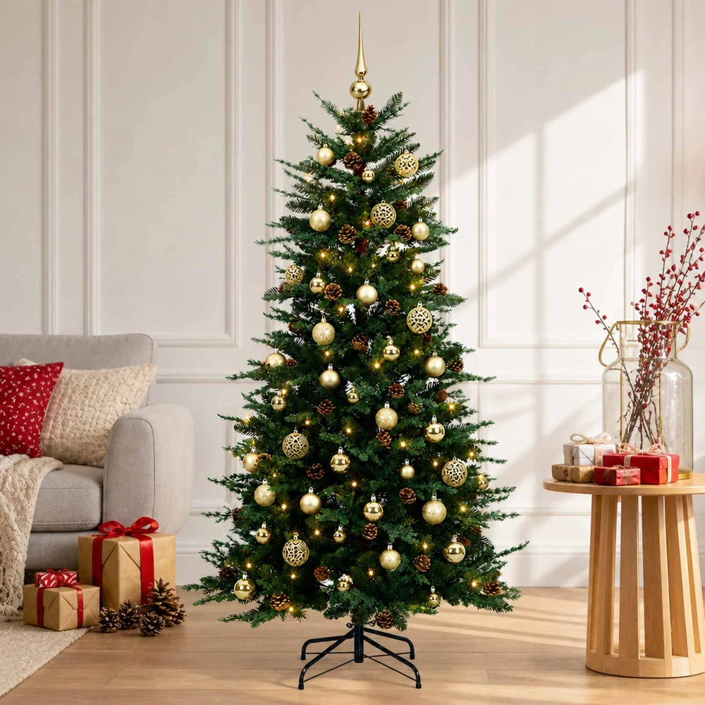 Dirbtinė Sulankstoma Kalėdų Eglutė 150 cm 150 LED Šilta balta