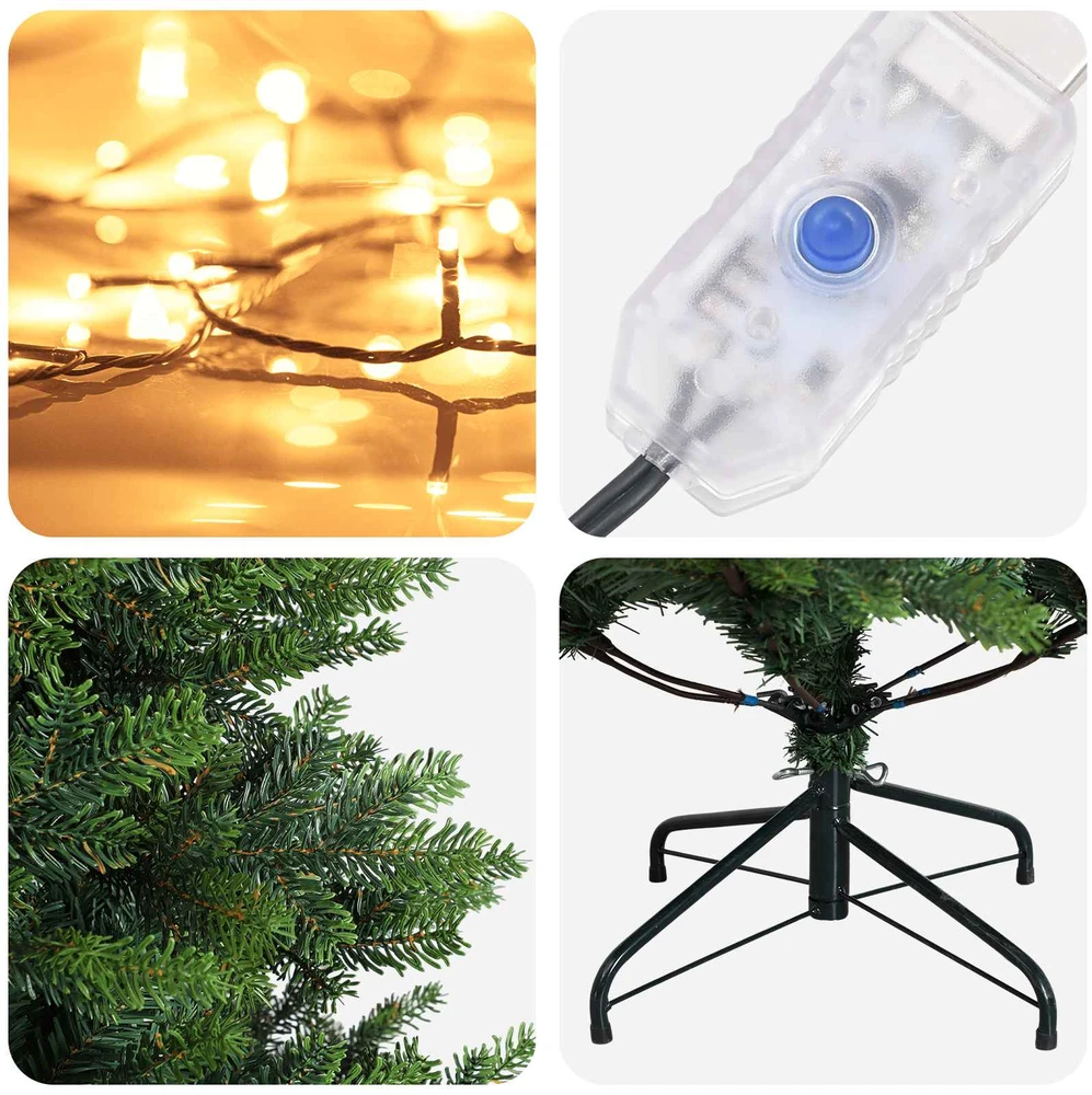 Dirbtinė Sulankstoma Kalėdų Eglutė 150 cm 150 LED Šilta balta