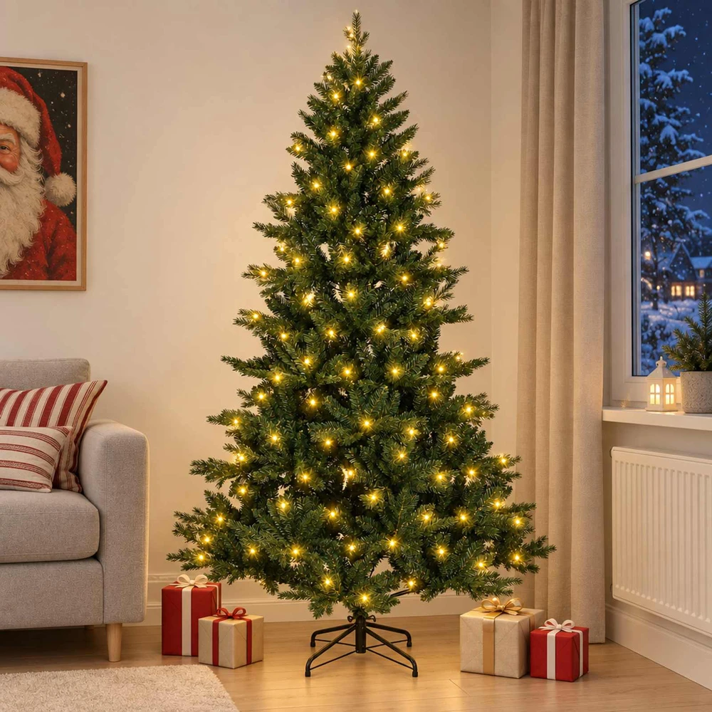 Dirbtinė Sulankstoma Kalėdų Eglutė 150 cm 150 LED Šilta balta