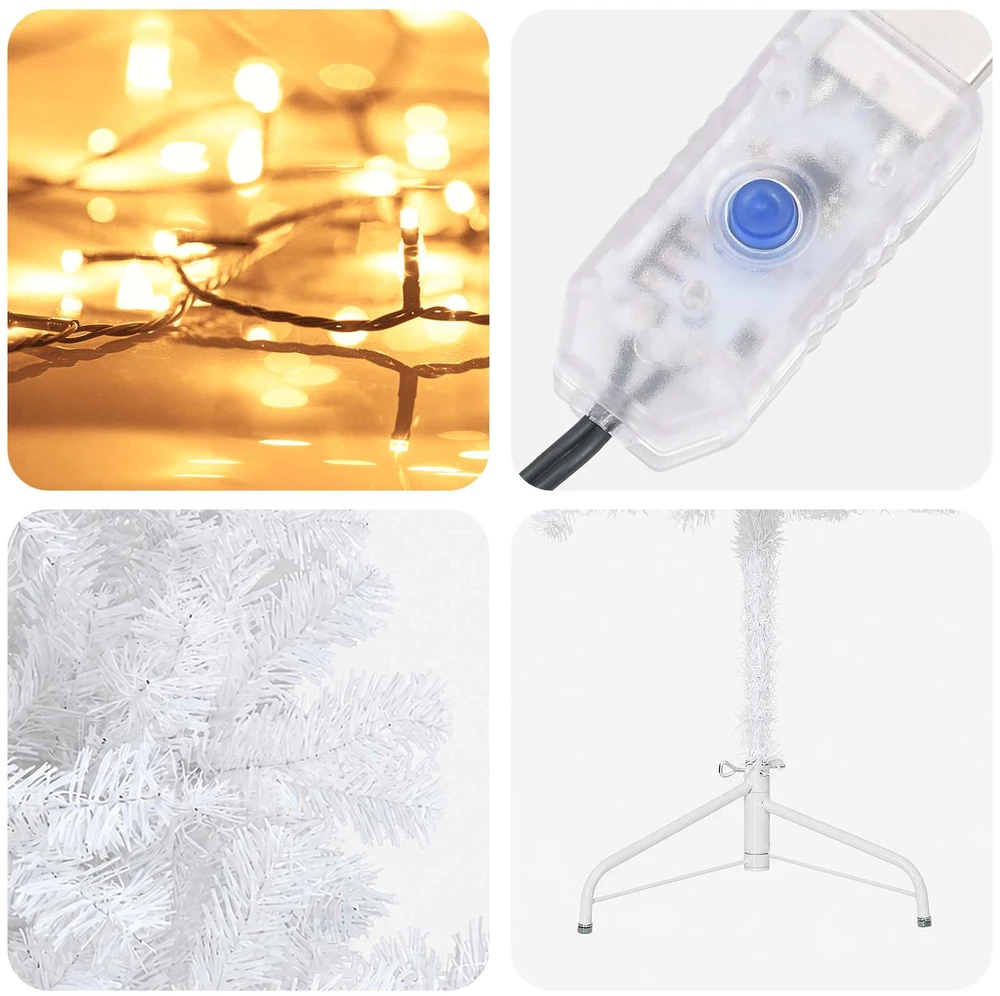 Dirbtinė Sulankstoma Kalėdų Eglutė 150 cm 150 LED Šilta balta