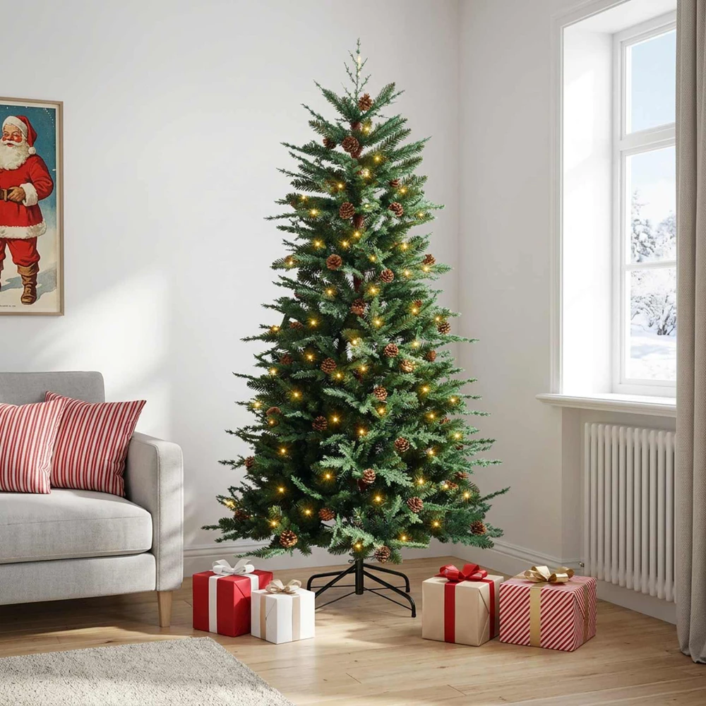 Dirbtinė Sulankstoma Kalėdų Eglutė 150 cm 150 LED Šilta balta