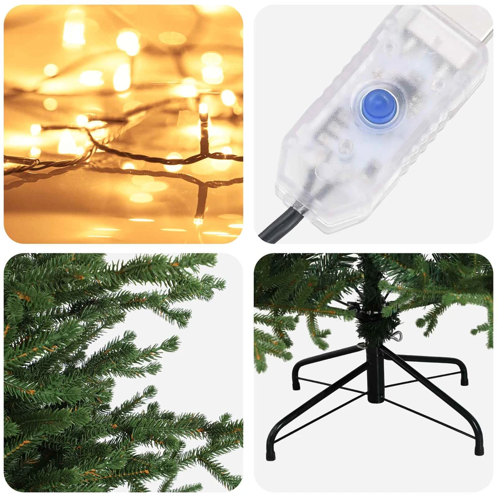 Dirbtinė Sulankstoma Kalėdų Eglutė 150 cm 150 LED Šilta balta