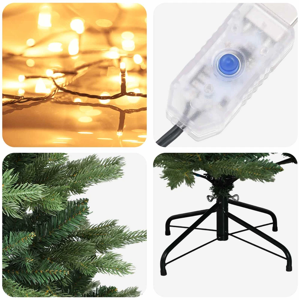 Dirbtinė Sulankstoma Kalėdų Eglutė 150 cm 150 LED Šilta balta