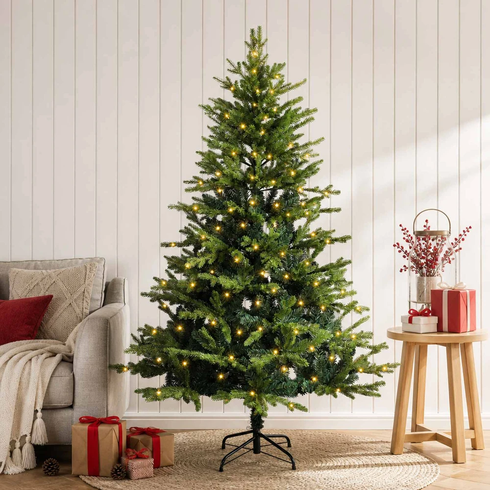 Dirbtinė Sulankstoma Kalėdų Eglutė 150 cm 150 LED Šilta balta