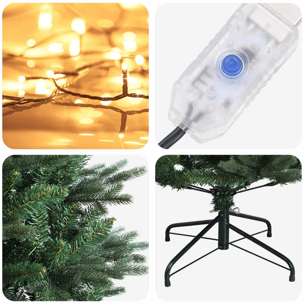 Dirbtinė Sulankstoma Kalėdų Eglutė 180 cm 300 LED Šilta balta