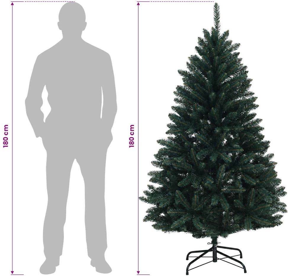 Dirbtinė Sulankstoma Kalėdų Eglutė 180 cm PVC Tamsiai žalia