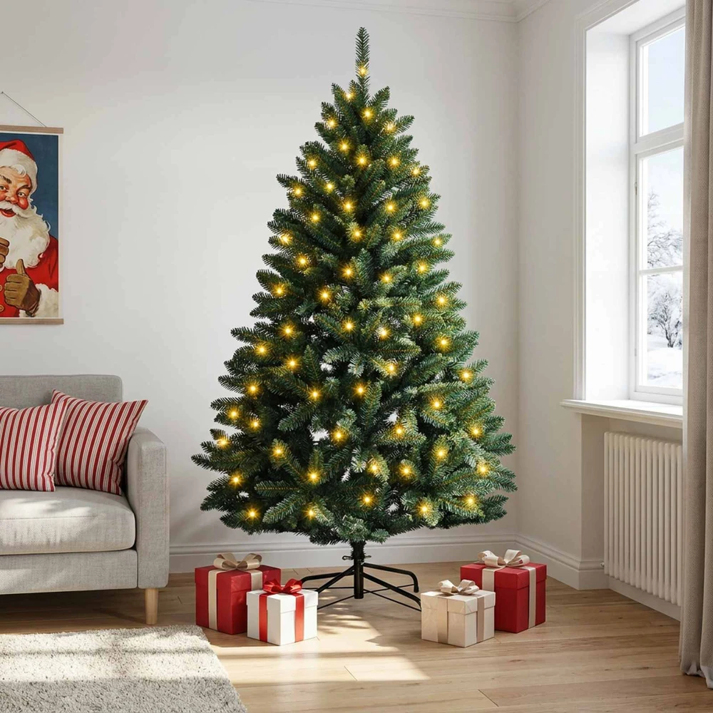 Dirbtinė Sulankstoma Kalėdų Eglutė 180 cm 300 LED Šilta balta