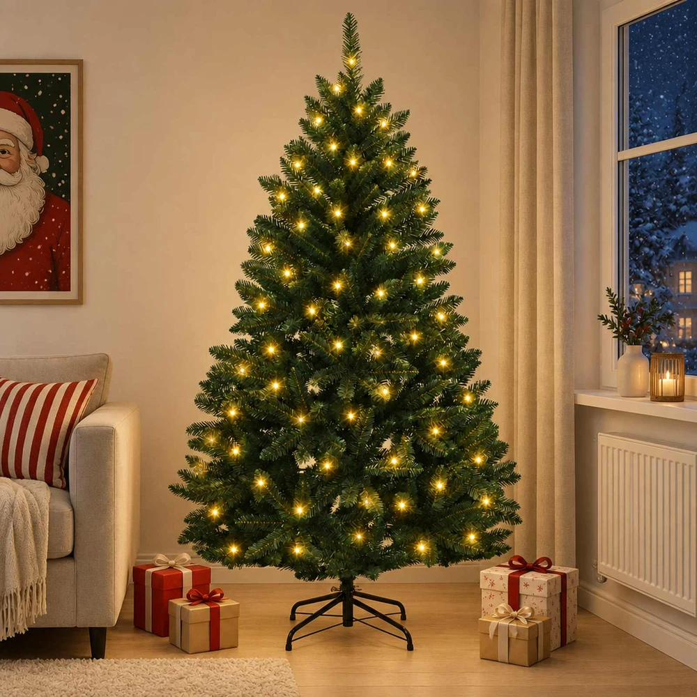 Dirbtinė Sulankstoma Kalėdų Eglutė 180 cm 300 LED Šilta balta