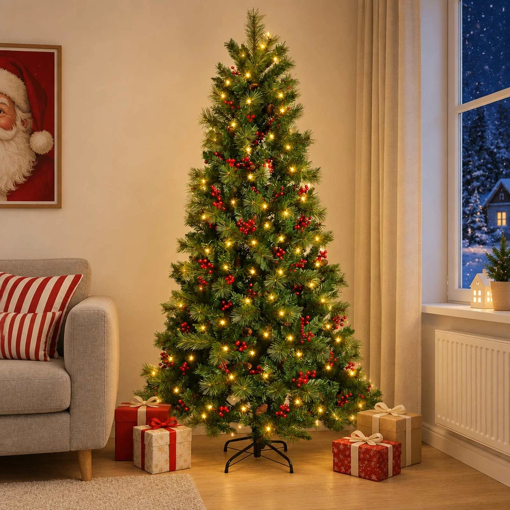 Dirbtinė Sulankstoma Kalėdų Eglutė 180 cm 300 LED Šilta balta