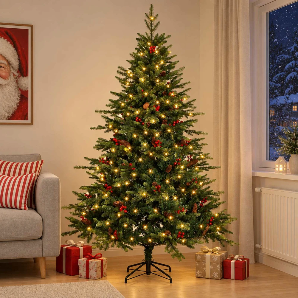 Dirbtinė Sulankstoma Kalėdų Eglutė 180 cm 300 LED Šilta balta